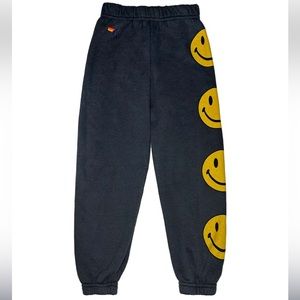 Aviator nation KID'S SMILEY 2 SWEATPANTS - CHARCOAL nwot size 12